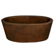 Aspen 64" Free Standing Copper Soaking Tub with Center Drain and Overflow
