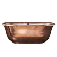 Santorini 66" Free Standing Copper Soaking Tub with Center Drain and Overflow
