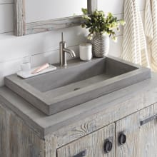 NativeStone 30" Rectangular Concrete Drop In Bathroom Sink