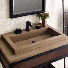 NativeStone 30" Rectangular Concrete Drop In Bathroom Sink and Single Faucet Hole