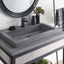 NativeStone 30" Rectangular Concrete Drop In Bathroom Sink with Single Faucet Hole