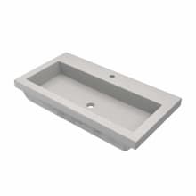 NativeStone 36" Rectangular Concrete Drop In Bathroom Sink with Single Faucet Hole
