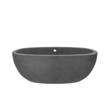 NativeStone 62" Free Standing Stone Composite Soaking Tub with Center Drain and Overflow