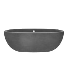 NativeStone 72" Free Standing Stone Composite Soaking Tub with Center Drain and Overflow