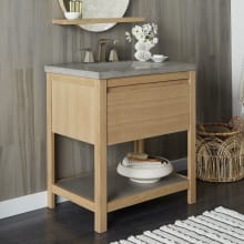 Solace 30" Free Standing Single Basin Vanity Set with Solid Oak Cabinet, Ash Shelf, and NativeStone Vanity Top
