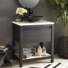 Solace 30" Single Free Standing Vanity Cabinet with NativeStone Pearl Shelf Only - Less Vanity Top