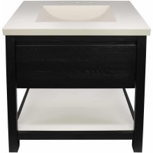 Solace 30" Free Standing Single Basin Vanity Set with Solid Oak Cabinet, Pearl Shelf, and NativeStone Vanity Top