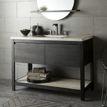Solace 48" Free Standing Single Basin Vanity Set with Solid Oak Cabinet, Ash Shelf, and NativeStone Vanity Top
