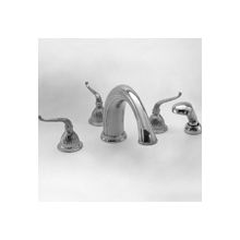 Alexandria Triple Handle Deck Mounted Roman Tub Filler with Handshower and Metal Lever Handles