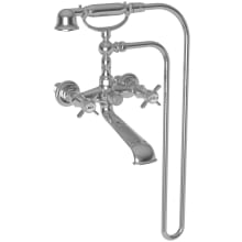 Fairfield Wall Mounted Clawfoot Tub Filler with Handshower and Metal Cross Handles