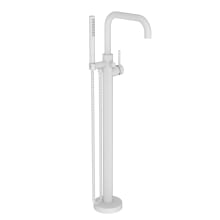 East Square Floor Mounted Tub Filler with Built-In Diverter - Includes Hand Shower