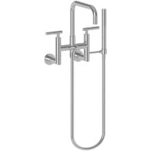 East Square Wall Mounted Tub Filler with Lever Handles and Built-In Diverter - Includes Hand Shower