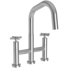 East Square 1.8 GPM Widespread Bridge Pull Down Kitchen Faucet with Cross Handles
