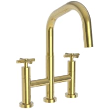 East Square 1.8 GPM Widespread Bridge Pull Down Kitchen Faucet with Cross Handles