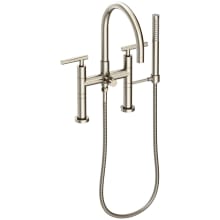 East Linear Deck Mounted Tub Filler with Lever Handles and Built-In Diverter - Includes Hand Shower