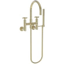 East Linear Wall Mounted Tub Filler with Cross Handles and Built-In Diverter - Includes Hand Shower