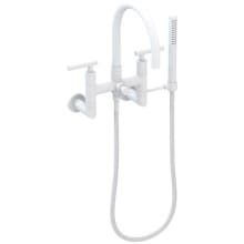 East Linear Wall Mounted Tub Filler with Lever Handles and Built-In Diverter - Includes Hand Shower