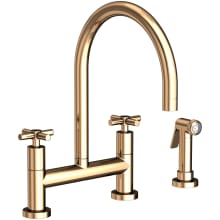 East Linear 1.8 GPM Widespread Bridge Kitchen Faucet with Cross Handles - Includes Side Spray