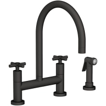 East Linear 1.8 GPM Widespread Bridge Kitchen Faucet with Cross Handles - Includes Side Spray