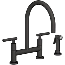 East Linear 1.8 GPM Widespread Bridge Kitchen Faucet with Lever Handles - Includes Side Spray