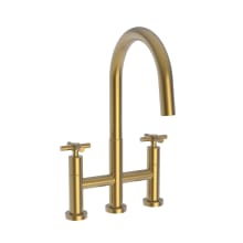 East Linear 1.8 GPM Widespread Bridge Pull Down Kitchen Faucet with Cross Handles