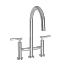 East Linear 1.8 GPM Widespread Bridge Pull Down Kitchen Faucet with Lever Handles