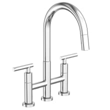 East Linear 1.8 GPM Widespread Bridge Pull Down Kitchen Faucet with Lever Handles