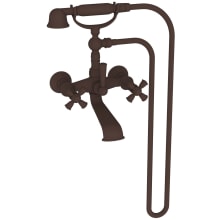 Aylesbury Wall Mounted Clawfoot Tub Filler with Hand Shower, Hand Shower Cradle, Hose, and Metal Lever Handles