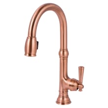 Jacobean Kitchen Faucet with Metal Lever Handle and Pull-down Spray
