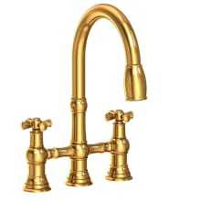 Jacobean 1.8 GPM Widespread Bridge Pull Down Kitchen Faucet with Cross Handles