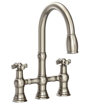 Jacobean 1.8 GPM Widespread Bridge Pull Down Kitchen Faucet with Cross Handles