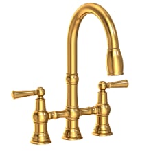Jacobean 1.8 GPM Widespread Bridge Pull Down Kitchen Faucet with Lever Handles