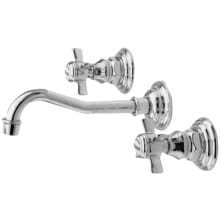 Fairfield Double Handle Widespread Wall Mounted Lavatory Faucet with Metal Cross Handles