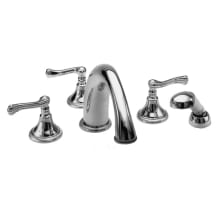 Amisa Triple Handle Deck Mounted Roman Tub Filler with Handshower and Metal Lever Handles