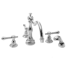 Chesterfield Triple Handle Deck Mounted Roman Tub Filler with Handshower and Metal Lever Handles