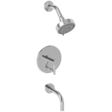 East Linear Single Handle Pressure Balanced Tub and Shower Trim with Single Function Shower Head and Metal Lever Handle