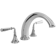 Bevelle Double Handle Deck Mounted Roman Tub Filler with Metal Lever Handles