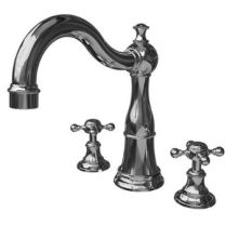 Victoria Double Handle Deck Mounted Roman Tub Filler with Metal Cross Handles