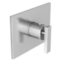 Single Handle Thermostatic Valve Trim with Rectangular Escutcheon and Metal Lever Handle from the Secant Collection