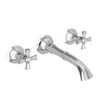 Double Handle Wall Mounted Bathroom Faucet with Metal Cross Handles from the Aylesbury Collection