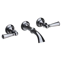 Double Handle Wall Mounted Bathroom Faucet with Metal Lever Handles from the Sutton Collection