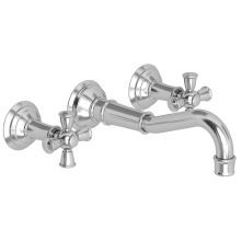 Double Handle Wall Mounted Bathroom Faucet with Metal Cross Handles from the Jacobean Collection