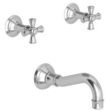 Double Handle Tub Filler with Tub Spout and Metal Cross Handles from the Jacobean Collection