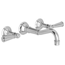 Double Handle Wall Mounted Bathroom Faucet with Metal Lever Handles from the Jacobean Collection