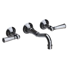 Double Handle Wall Mounted Bathroom Faucet with Metal Lever Handles from the Jacobean Collection