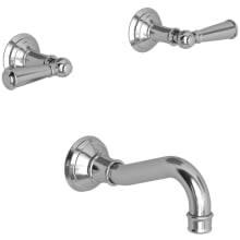 Double Handle Tub Filler with Tub Spout and Metal Lever Handles from the Jacobean Collection