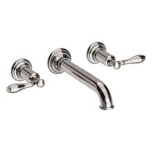 Ithaca Double Handle Wall-Mounted Lavatory Faucet with Metal Lever Handles - Less Valve