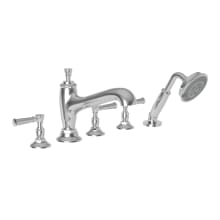 Vander Deck Mounted Roman Tub Faucet Trim with Brass Lever Handles - Includes Personal Handshower