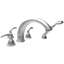 Anise Double Handle Deck Mounted Roman Tub Filler with Handshower and Metal Lever Handles