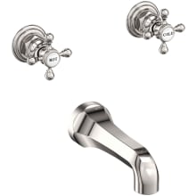 Astor Double Handle Wall Mounted Bathtub Faucet with Metal Cross Handles